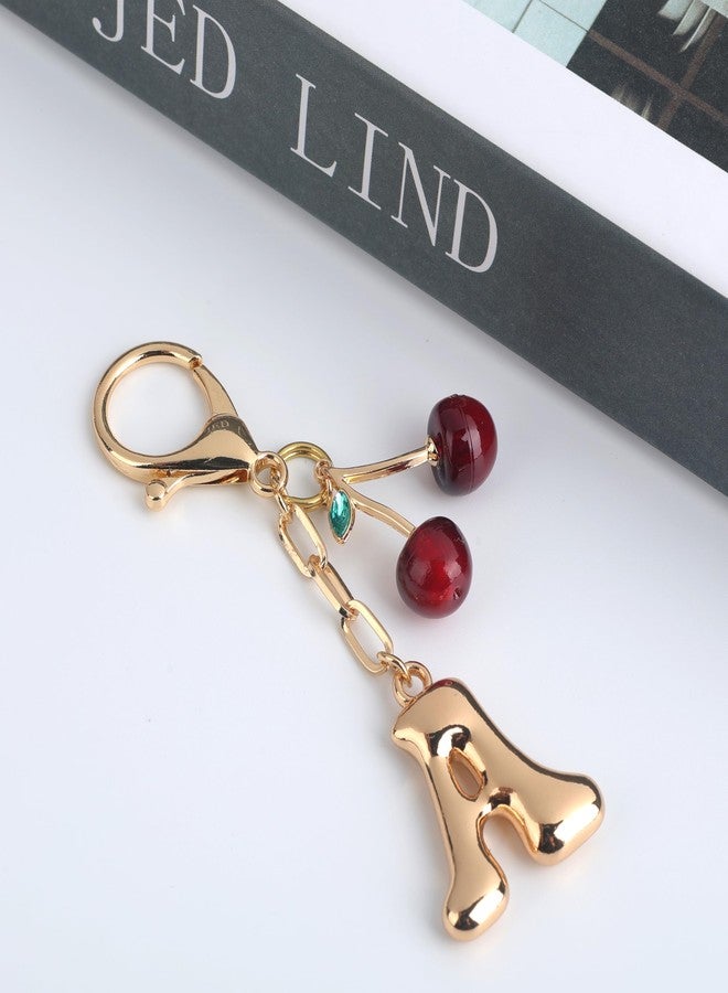 Yonuni Bubble Initial Keychain with Cherry - Gold Letter Bag Charms for Women, Cute Purse Handbag Accessories Gift for Birthday Christmas (A) - Image 4